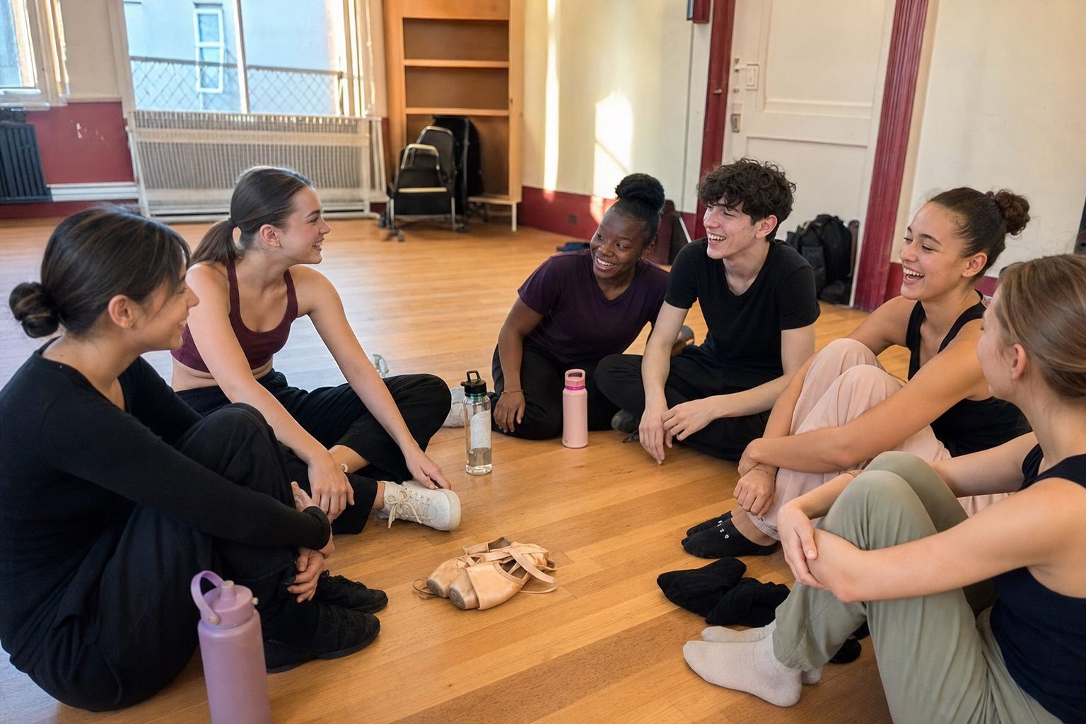 Die Danceglow Gruppe sitzt nach dem Training gemeinsam im Kreis